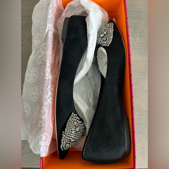 Tory Burch ESME Flat Kid Suede /Crystal Shoes - Picture 9 of 9